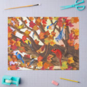 秋のカエデの鳥 薄葉紙 (クラフト)