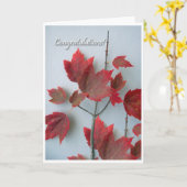 秋のカエデ付きおめでとう離れカード カード (黄色い花)