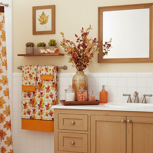 秋のカエデ葉の模様 バスタオルセット