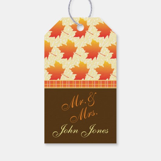 秋のカエデ葉の結婚さん ギフトタグ (裏面)