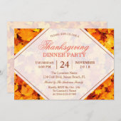 秋のカエデ葉ルの感謝祭ディナーパーティー 招待状 (正面/裏面)