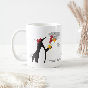 秋のカエデ葉ルペンギンとおもしろいかわいい コーヒーマグカップ