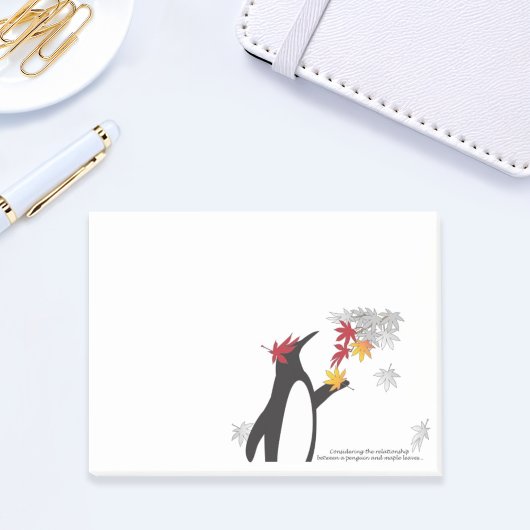 秋のカエデ葉ルペンギンとおもしろいかわいい ポストイット