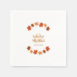 秋のカエデ葉ーの素朴な秋の結婚式 スタンダードカクテルナプキン