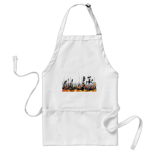 秋のカエデ離れメと野草のシルエット スタンダードエプロン (正面)