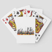 秋のカエデ離れメと野草のシルエット トランプ (裏面)