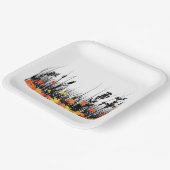 秋のカエデ離れメと野草のシルエット ペーパープレート (傾斜あり)