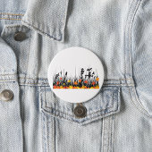 秋のカエデ離れメと野草のシルエット 缶バッジ