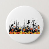 秋のカエデ離れメと野草のシルエット 缶バッジ (正面)