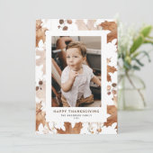 秋のカエデ離れメの幸せな感謝祭の写真 シーズンカード (スタンド正面)