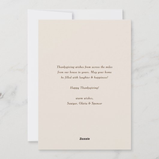 秋のカエデ離れメの幸せな感謝祭の写真 シーズンカード (裏面)