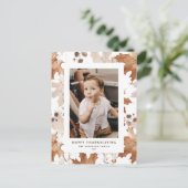 秋のカエデ離れメの幸せな感謝祭の写真 シーズンポストカード (スタンド正面)