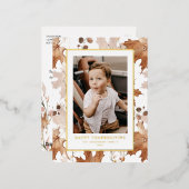 秋のカエデ離れメの幸せな感謝祭の写真 箔シーズンポストカード (正面/裏面)