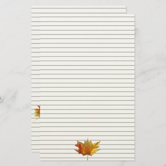 秋のカエデ離れメの水彩画 便箋 (正面/裏面)