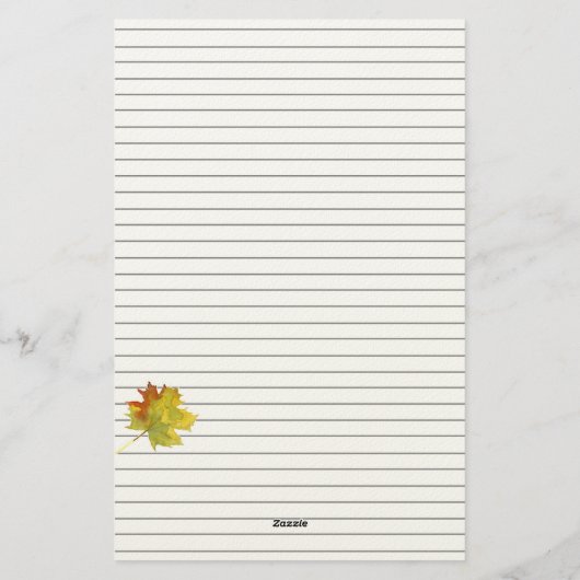 秋のカエデ離れメの水彩画 便箋 (裏面)