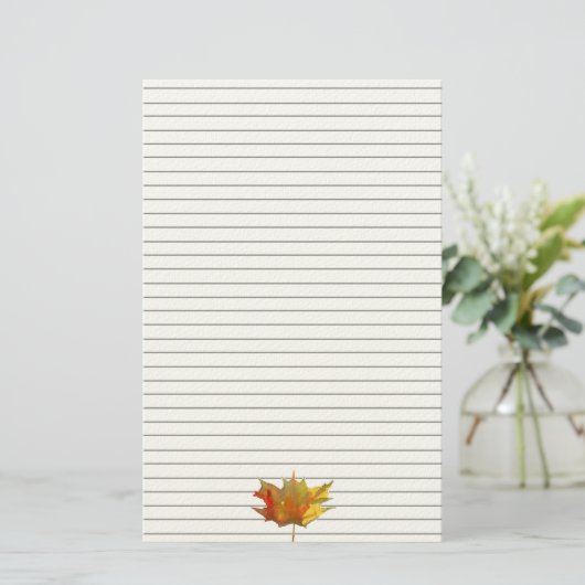 秋のカエデ離れメの水彩画 便箋 (スタンド正面)