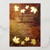 秋のカエデ離れラセ結婚ント 箔招待状 (正面)