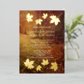 秋のカエデ離れラセ結婚ント 箔招待状 (立ち正面)