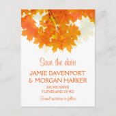秋のカエデ離れルの結婚式の日付を保存 案内ポストカード (正面)