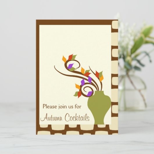 秋のカクテルのパーティの招待状 招待状 (スタンド正面)