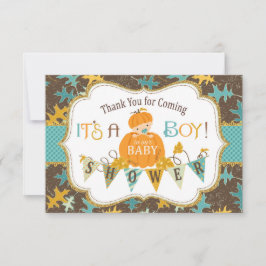 秋のカシの葉の金ゴールドのグリッターのカボチャは感謝していしています サンキューカード