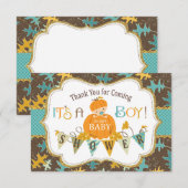 秋のカシの葉の金ゴールドのグリッターのカボチャは感謝していしています サンキューカード (正面/裏面)