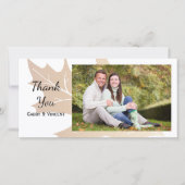 秋のカシの葉は写真カード感謝していしています サンキューカード (正面)