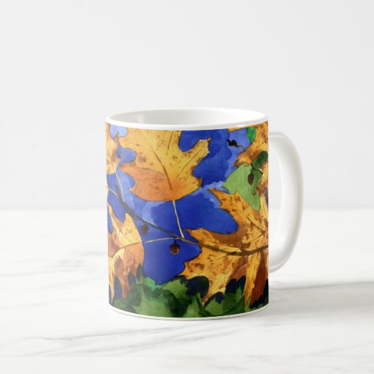 秋のカシはマグを去ります コーヒーマグカップ (正面右)