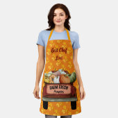 秋のカスタマイズカボチャの金ゴールド葉 エプロン (着用した状態)