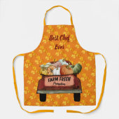 秋のカスタマイズカボチャの金ゴールド葉 エプロン (正面)