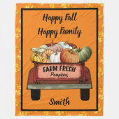 秋のカスタマイズカボチャの金ゴールド葉 フリースブランケット (正面)