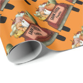 秋のカスタマイズカボチャの金ゴールド葉 ラッピングペーパー (ロールコーナー)