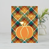 秋のカスタム格子模様の幸せな感謝祭 箔シーズンカード (立ち正面)