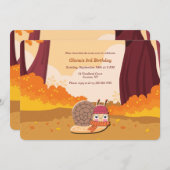 秋のカタツムリの誕生日パーティー 招待状 (正面/裏面)