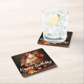 秋のカップケーキカラフル紅葉誕生日 スクエアペーパーコースター (インサイチュ)