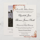 秋のカトリック赤と金の結婚式招待状 招待状 (正面/裏面)