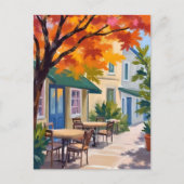 秋のカフェ水彩秋葉 ポストカード (正面)