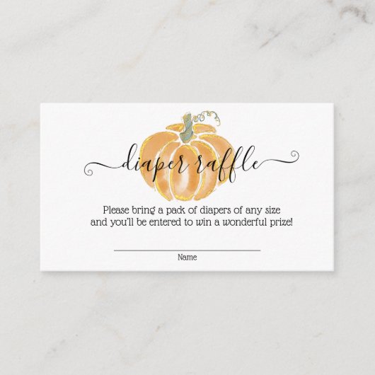 秋のカボチャおむつラッフル水彩囲い エンクロージャーカード (正面)