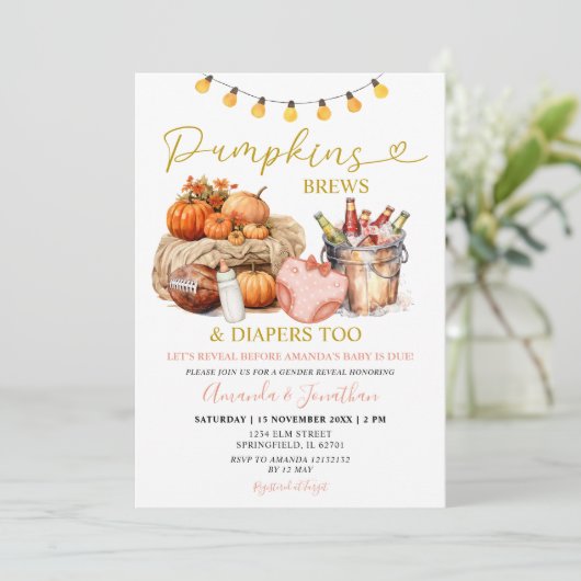 秋のカボチャがおむつを作る女の子ジェンダーが明かす 招待状 (スタンド正面)