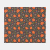 秋のカボチャとどんぐり フリースブランケット (正面(横))