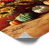 秋のカボチャとひまわりのポスター ポスター (角)