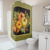 秋のカボチャとオーク葉の シャワーカーテン (インサイチュ)