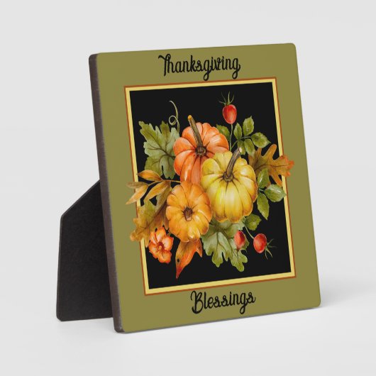 秋のカボチャとオーク葉の フォトプラーク (正面)