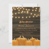 秋のカボチャとストリングライトの素朴なベビーシャワー 招待状 (正面)