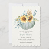 秋のカボチャとヒマワリのカントリー結婚前お披露目招待状 招待状 (正面)