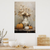 秋のカボチャとフローラスチル絵画ライフ ポスター (キッチン)