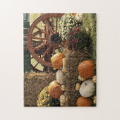 秋のカボチャとマムディスプレー ジグソーパズル (縦)