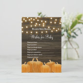 秋のカボチャとライトの願い 赤ちゃんシャワーゲーム 招待状 (スタンド正面)