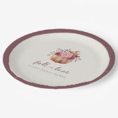 秋のカボチャとワイルドフラワーの秋のブライダルシャワー ペーパープレート (アングル)