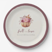 秋のカボチャとワイルドフラワーの秋のブライダルシャワー ペーパープレート (正面)